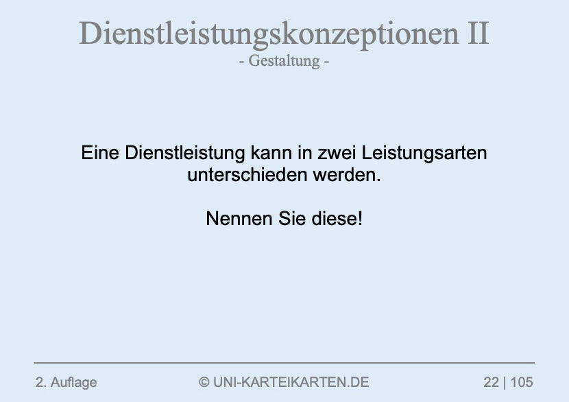 Dienstleistungskonzeptionen - Karteikarten-Set (Digital)