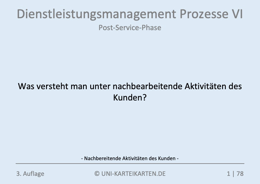 Dienstleistungsmanagement Prozesse - Karteikarten-Set