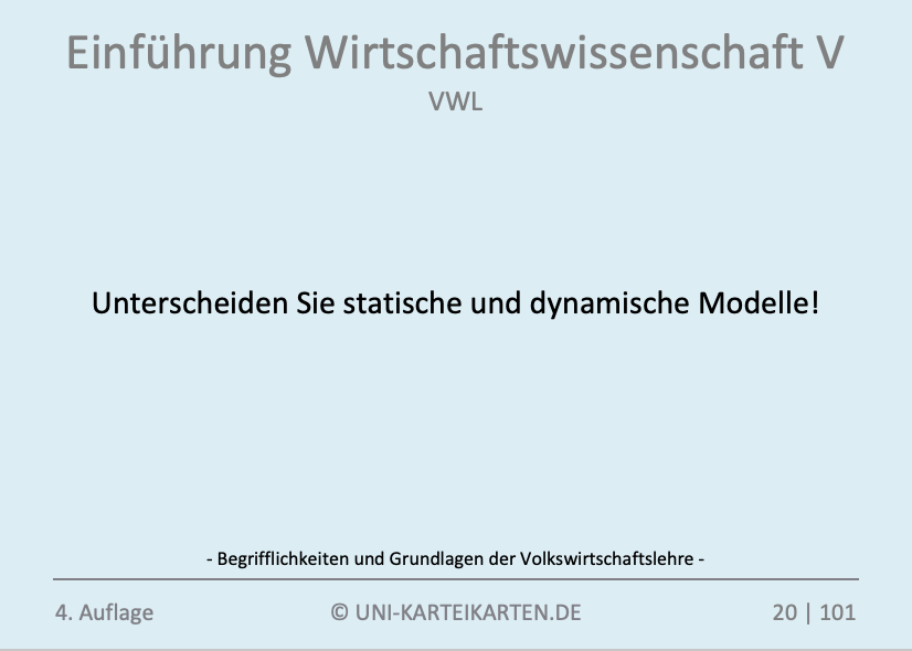 Einführung Wirtschaftswissenschaft - Karteikarten-Set (Bundle)