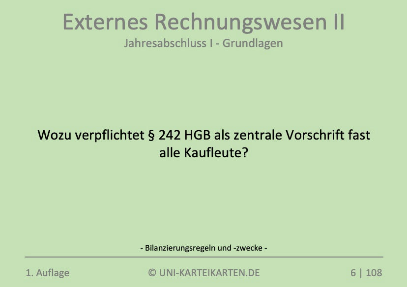 Externes Rechnungswesen II - Karteikarten-Set