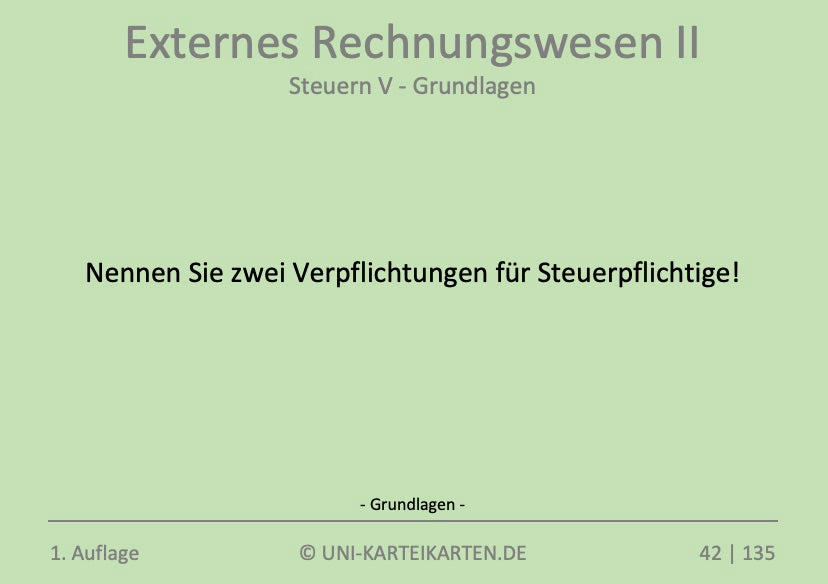 Externes Rechnungswesen II - Karteikarten-Set