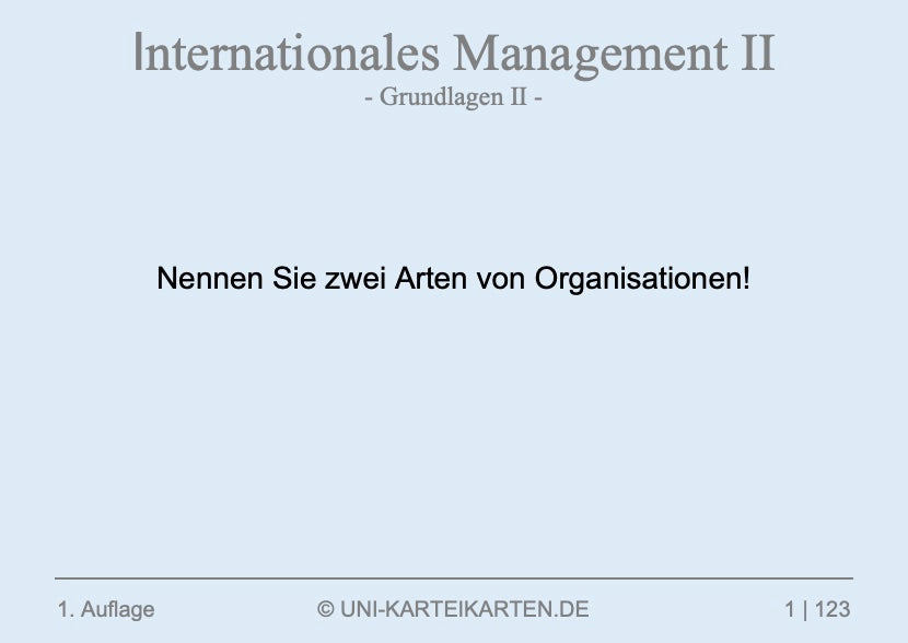 Internationales Management - Karteikarten-Set (Bundle)