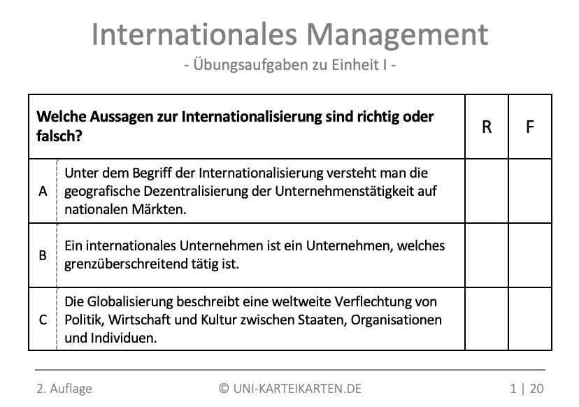 Internationales Management - Karteikarten-Set (Digital)