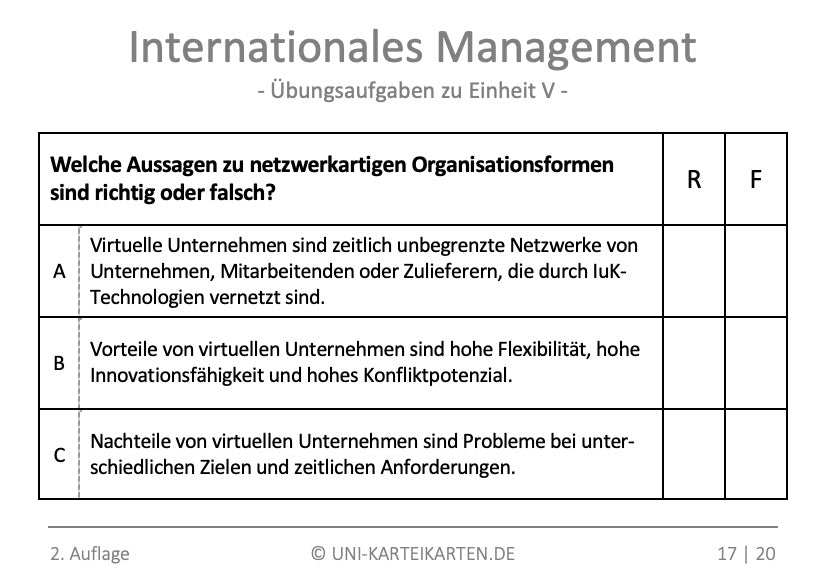 Internationales Management - Karteikarten-Set
