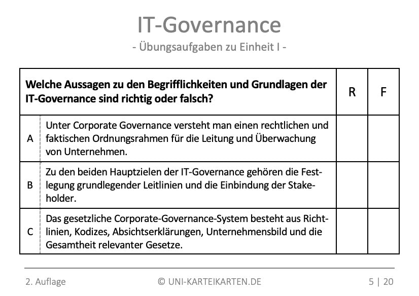 IT-Governance - Karteikarten-Set