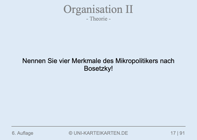 Organisation - Karteikarten-Set (Bundle)