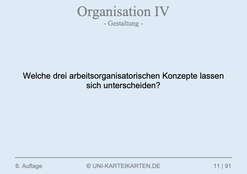 Organisation - Karteikarten-Set (Digital)