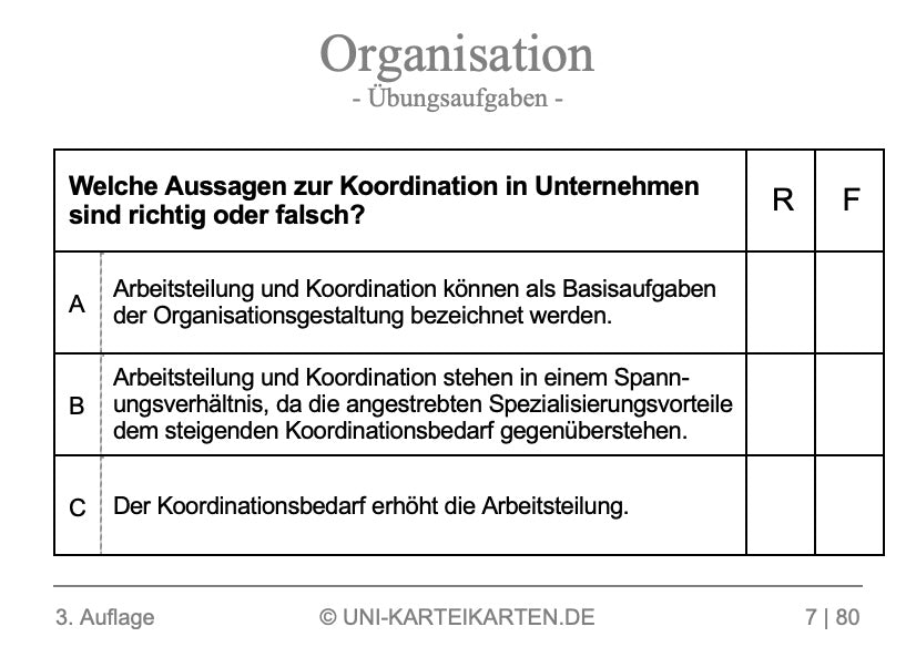 Organisation - Karteikarten-Set (Digital)