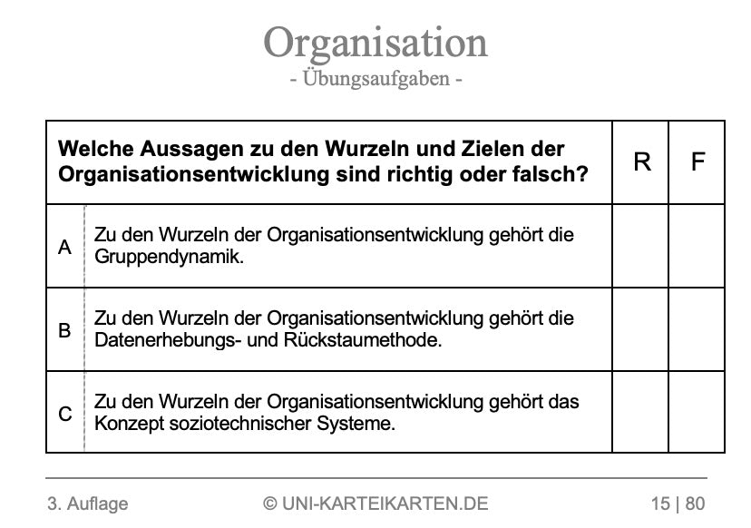 Organisation - Karteikarten-Set (Bundle)