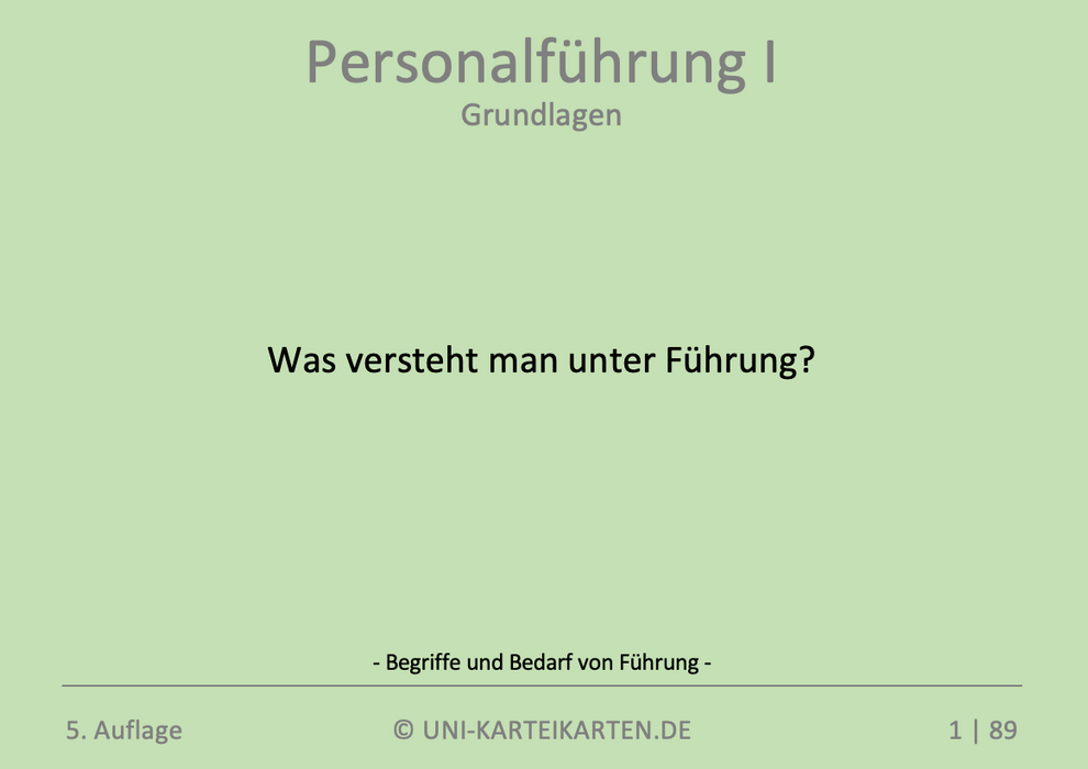 Personalführung - Karteikarten-Set