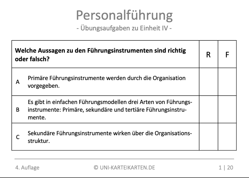 Personalführung - Karteikarten-Set