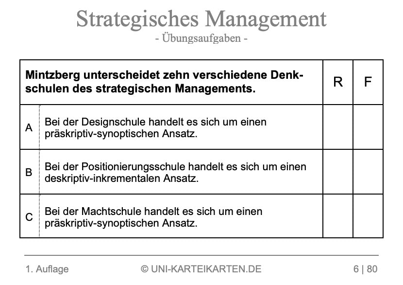 Strategisches Management - Karteikarten-Set
