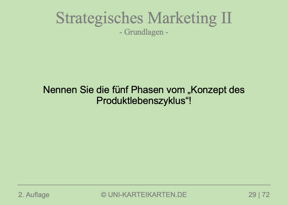 Strategisches Marketing - Karteikarten-Set