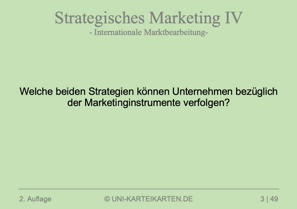 Strategisches Marketing - Karteikarten-Set (Bundle)