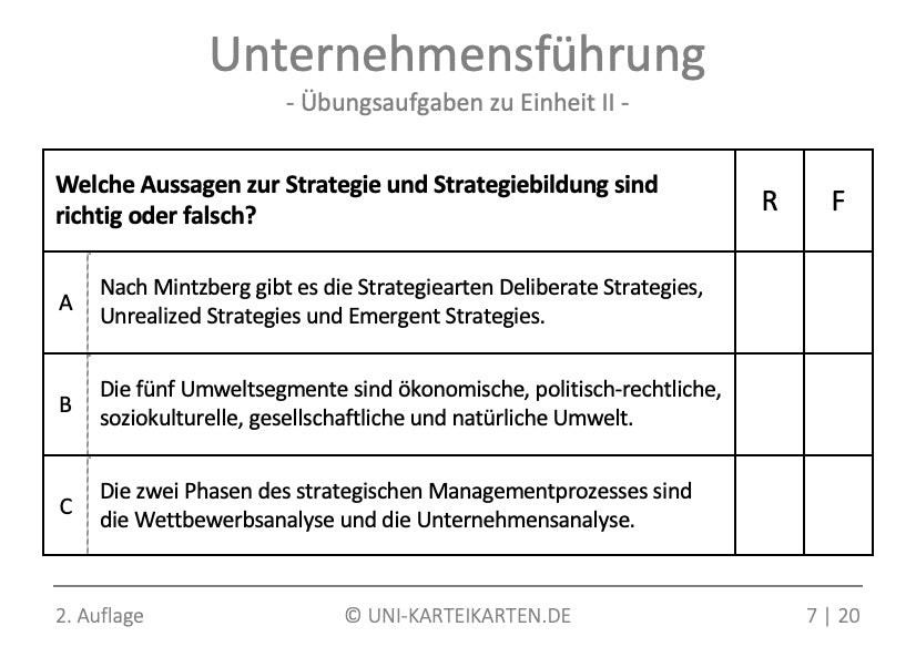 Unternehmensführung - Karteikarten-Set (Bundle)