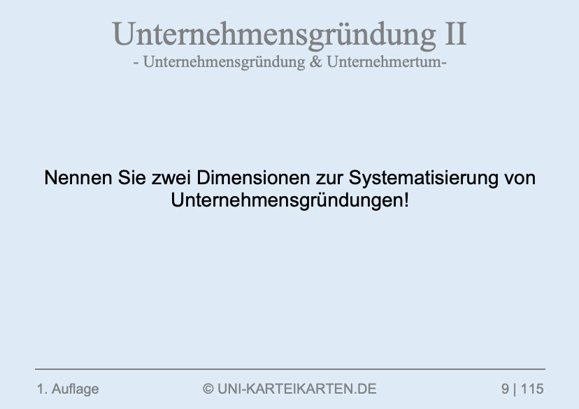 Unternehmensgründung - Karteikarten-Set (Bundle)
