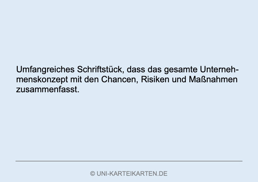 Unternehmensgründung - Karteikarten-Set