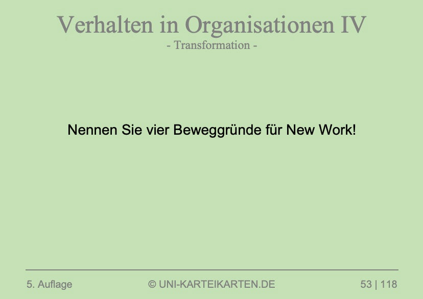 Verhalten in Organisationen - Karteikarten-Set (Digital)