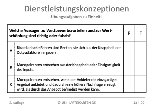 Dienstleistungskonzeptionen FernUni Hagen Karteikarte 2.1