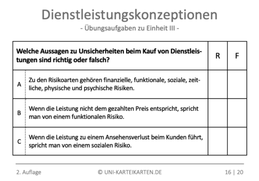 Dienstleistungskonzeptionen FernUni Hagen Karteikarte 2.3