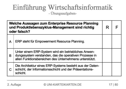 Einfuehrung Wirtschaftsinformatik FernUni Hagen Karteikarte 2.3