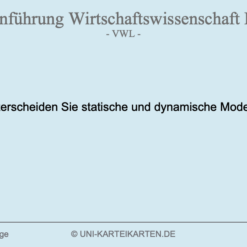 Einführung Wirtschaftswissenschaft FernUni Hagen Karteikarte 8.1