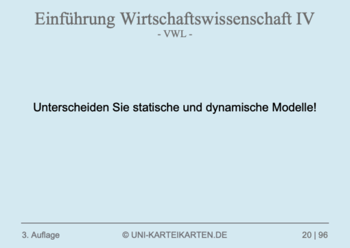 Einführung Wirtschaftswissenschaft FernUni Hagen Karteikarte 8.1