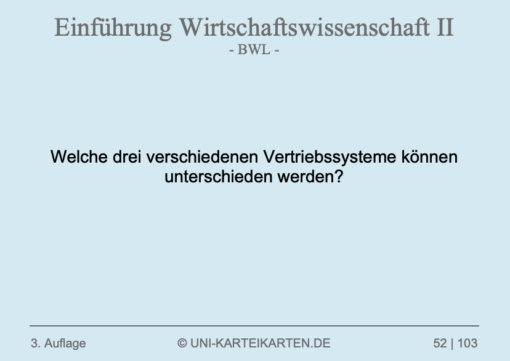 Einführung Wirtschaftswissenschaft FernUni Hagen Karteikarte 8.3