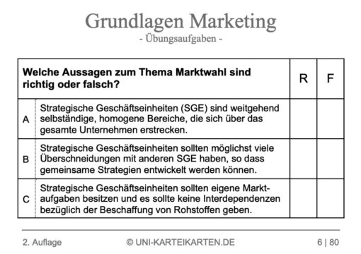 Grundlagen Marketing FernUni Hagen Karteikarte 2.1