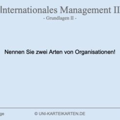 Internationales Management FernUni Hagen Karteikarte 1.1