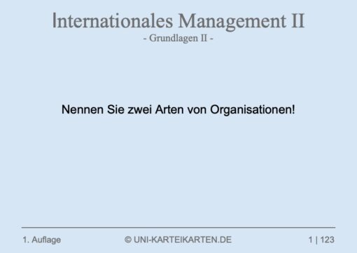 Internationales Management FernUni Hagen Karteikarte 1.1