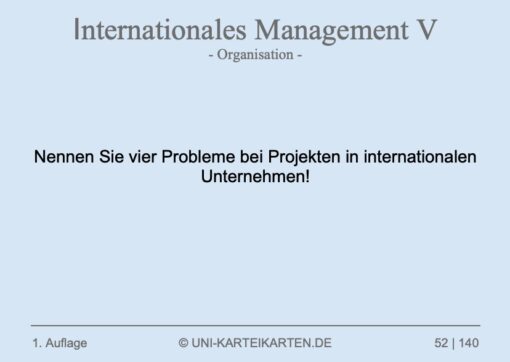 Internationales Management FernUni Hagen Karteikarte 1.3