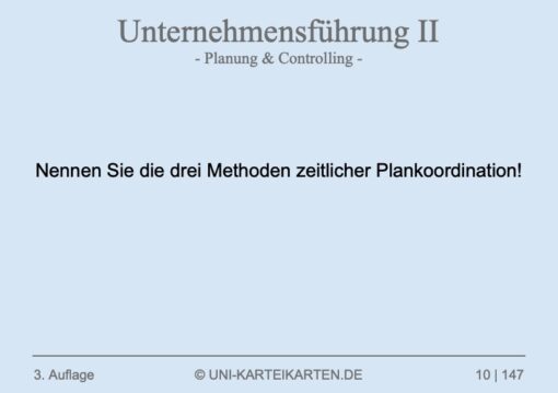 Unternehmensführung FernUni Hagen Karteikarte 1.1