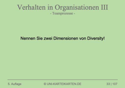 Verhalten in Organisationen FernUni Hagen Karteikarte 1.1