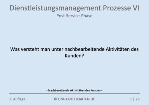 Dienstleistungsmanagement Prozesse FernUni Hagen Karteikarte 1.3