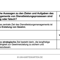 Dienstleistungsmanagement Prozesse FernUni Hagen Karteikarte 2.2