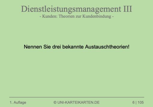 Dienstleistungsmanagement Kunden FernUni Hagen Karteikarte 1.1
