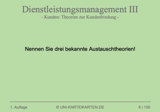 Dienstleistungsmanagement Kunden FernUni Hagen Karteikarte 1.1