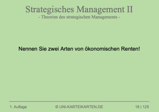 Strategisches Management FernUni Hagen Karteikarte 1.1