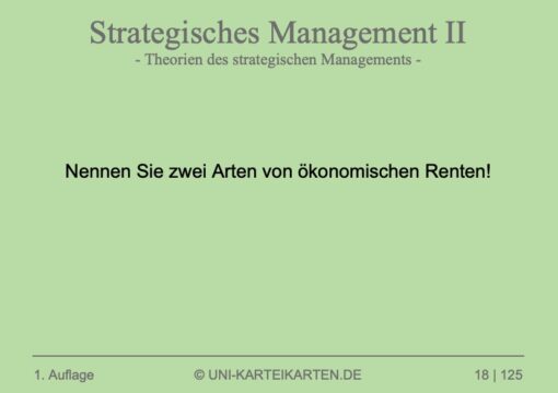 Strategisches Management FernUni Hagen Karteikarte 1.1
