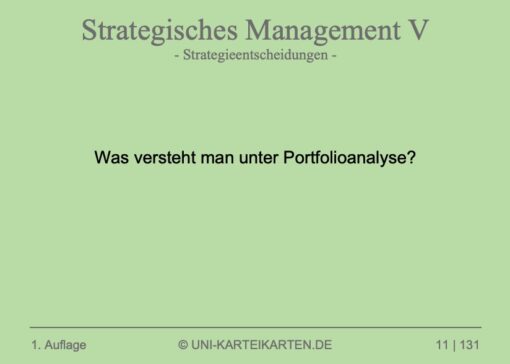 Strategisches Management FernUni Hagen Karteikarte 1.3