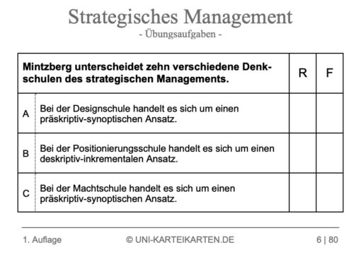 Strategisches Management FernUni Hagen Karteikarte 2.1