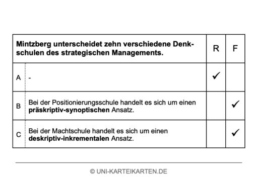 Strategisches Management FernUni Hagen Karteikarte 2.2