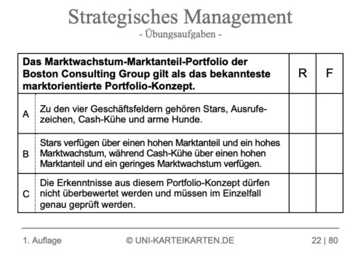 Strategisches Management FernUni Hagen Karteikarte 2.3