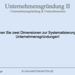 Unternehmensgründung FernUni Hagen Karteikarte 1.1