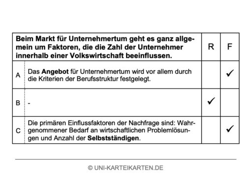 Unternehmensgründung FernUni Hagen Karteikarte 2.2