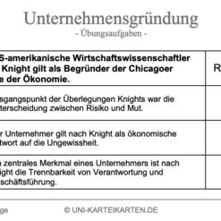 Unternehmensgründung FernUni Hagen Karteikarte 2.3