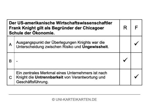 Unternehmensgründung FernUni Hagen Karteikarte 2.4