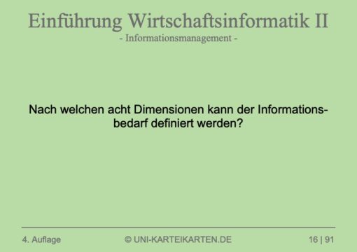 Einfuehrung Wirtschaftsinformatik FernUni Hagen Karteikarte 1.1