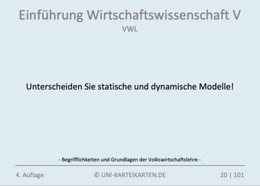 Einführung Wirtschaftswissenschaft FernUni Hagen Karteikarte 8.1